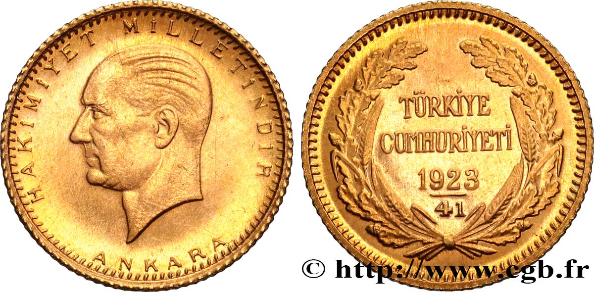 TURQUIE 25 Kurush or Kemal Ataturk 1923 An 41 (1963) Ankara TTB 