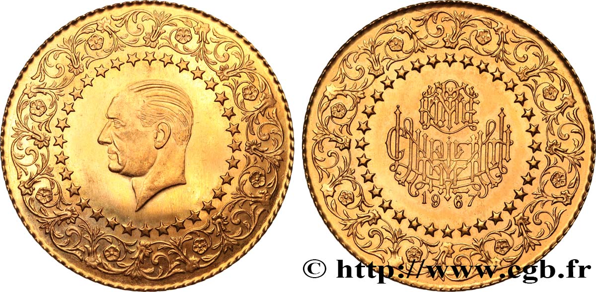 TURKEY 250 Kurush Mustafa Kemal Atatürk série des  monnaies de luxe 1967  AU 