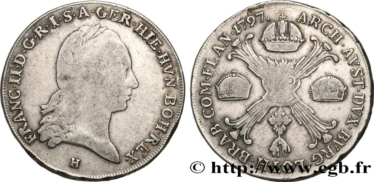 BELGIO - PAESI BASSI AUSTRIACI 1 Kronenthaler François II 1797 Günzbourg q.BB 