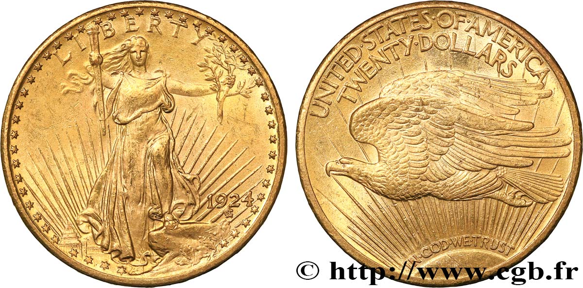 ÉTATS-UNIS D AMÉRIQUE 20 Dollars  Saint-Gaudens” 1924 Philadelphie SUP 
