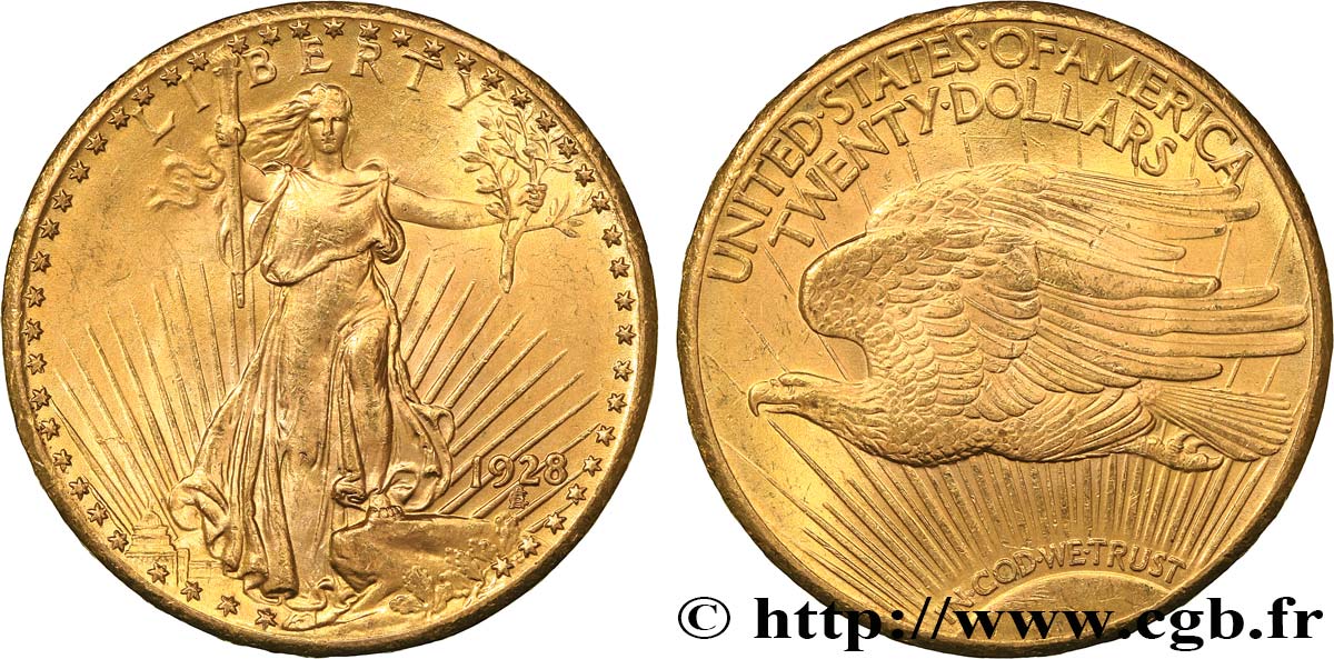 STATI UNITI D AMERICA 20 Dollars  Saint-Gaudens” 1928 Philadelphie MS 