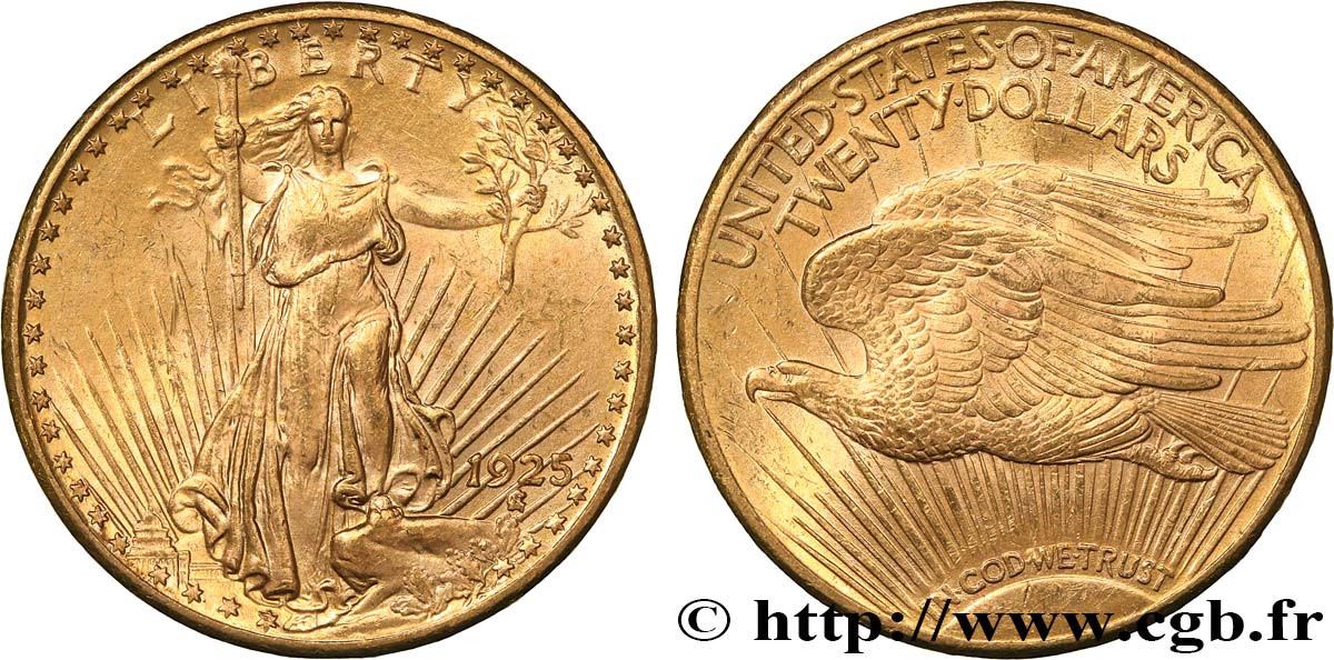 UNITED STATES OF AMERICA 20 Dollars  Saint-Gaudens” 1925 Philadelphie AU 