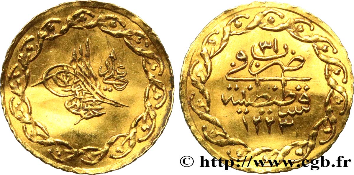 TURQUIE 1/4 Cedid Mahmudiye Mahmud II AH 122, An 31 (1838) Constantinople SUP 