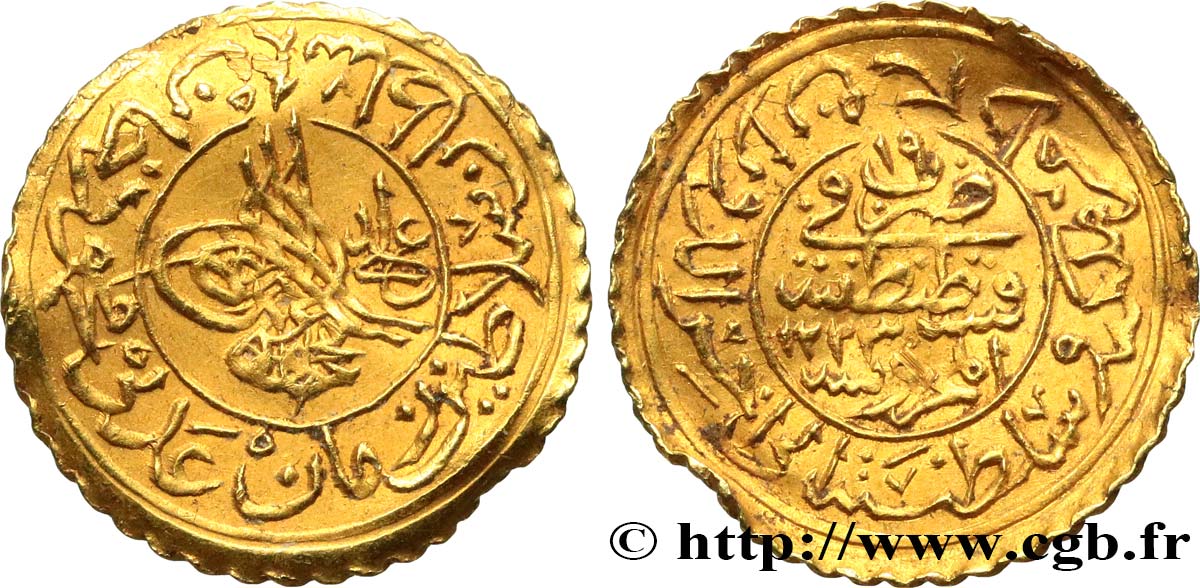 TURKEY 1/4 New Altin Mahmud II AH 1223 an 19 (1826) Constantinople AU 