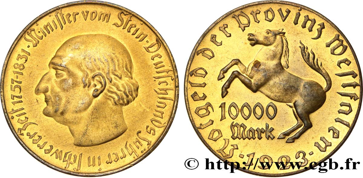 ALEMANIA 10000 Mark  Westphalie vom Stein 1923  EBC 