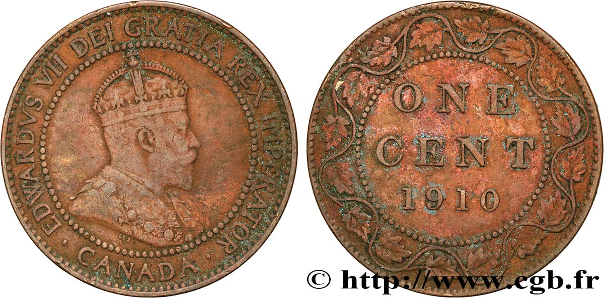 CANADA 1 Cent Edouard VII 1910  TTB 