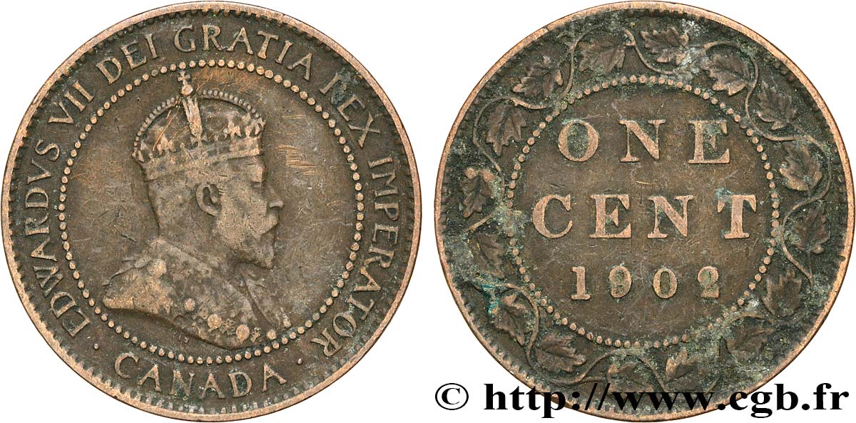 CANADA 1 Cent Edouard VII 1902  TB+ 