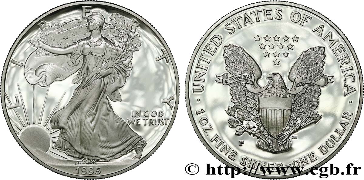 STATI UNITI D AMERICA 1 Dollar type Silver Eagle Proof 1995 Philadelphie MS 