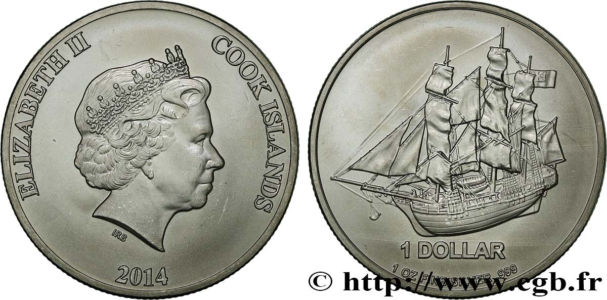 ÎLES COOK  1 Dollar Voilier 2015  SPL 