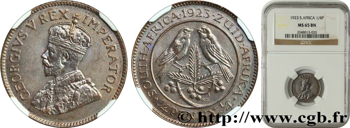 AFRIQUE DU SUD 1/4 Penny Georges V 1923  FDC65 NGC