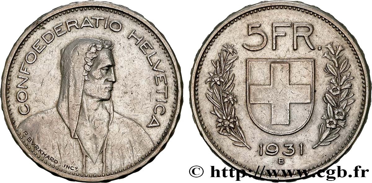 SCHWEIZ 5 Francs Berger des alpes 1931 Berne SS 