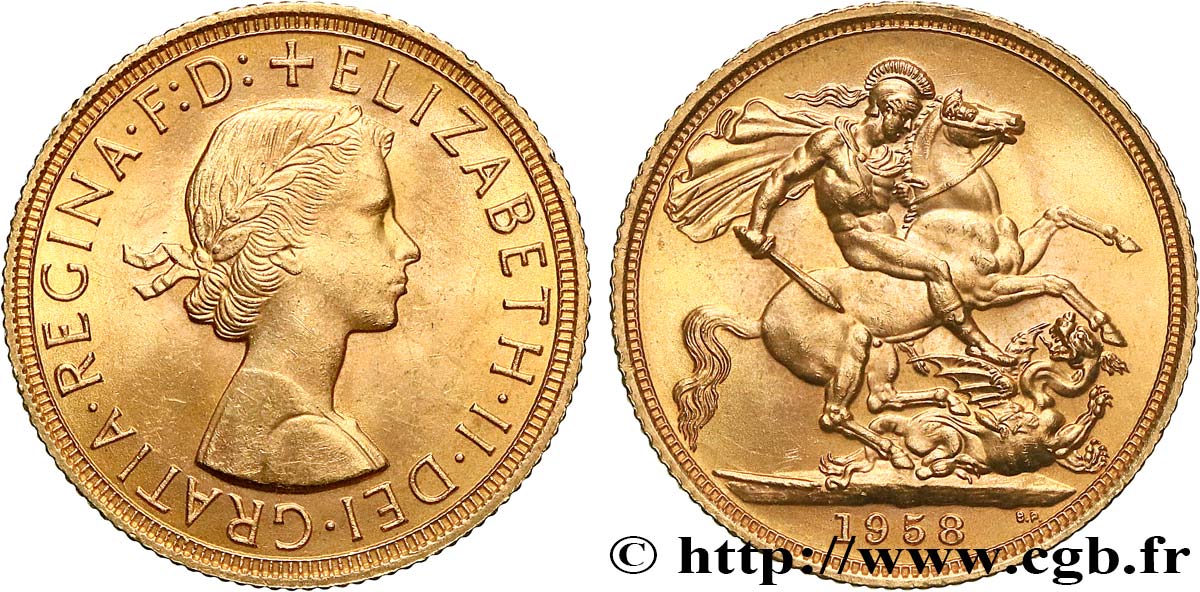 INVESTMENT GOLD 1 Souverain Élisabeth II 1958 Londres fST 