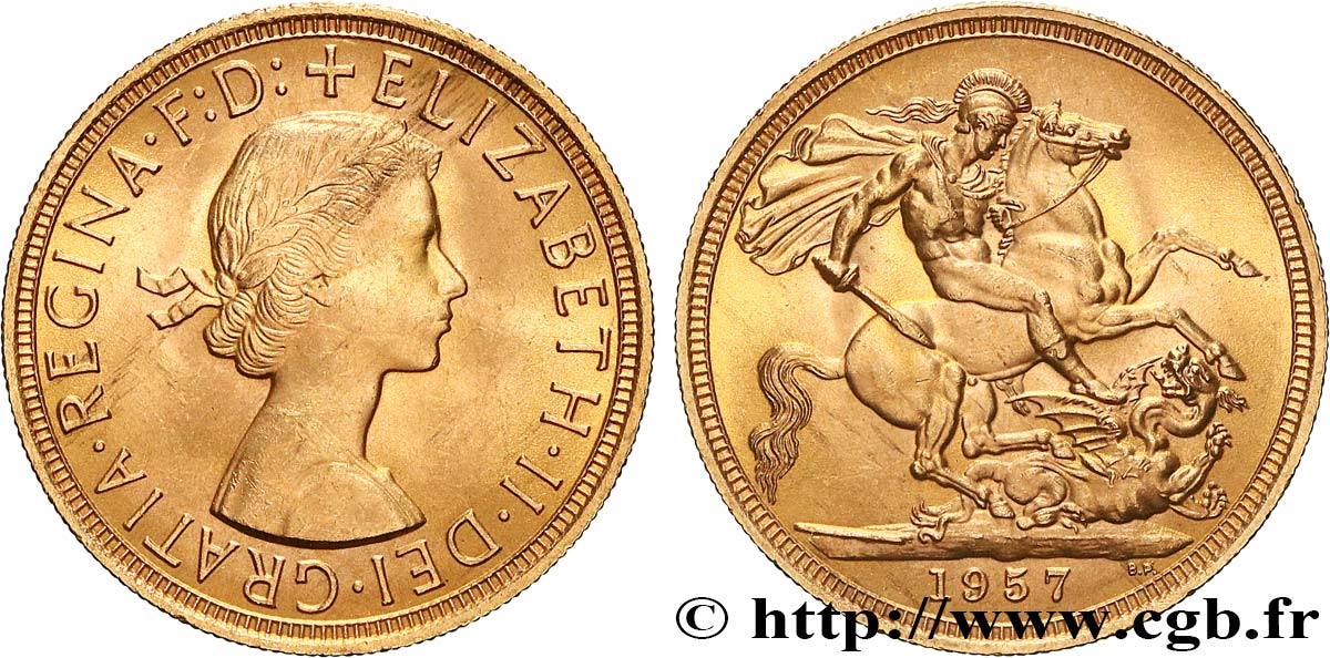 GOLD, PALLADIUM & PLATINUM INVESTMENT 1 Souverain Élisabeth II 1957 Londres MS 