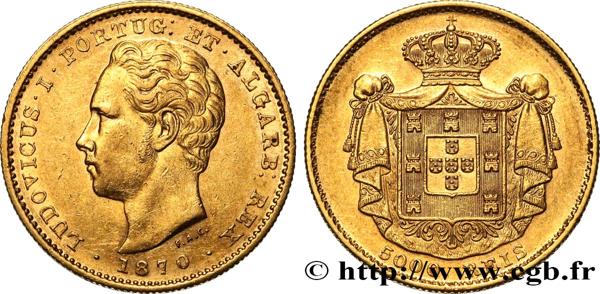 PORTUGAL - KINGDOM OF PORTUGAL - LUIS I 5.000 Reis 1870 Lisbonne AU 