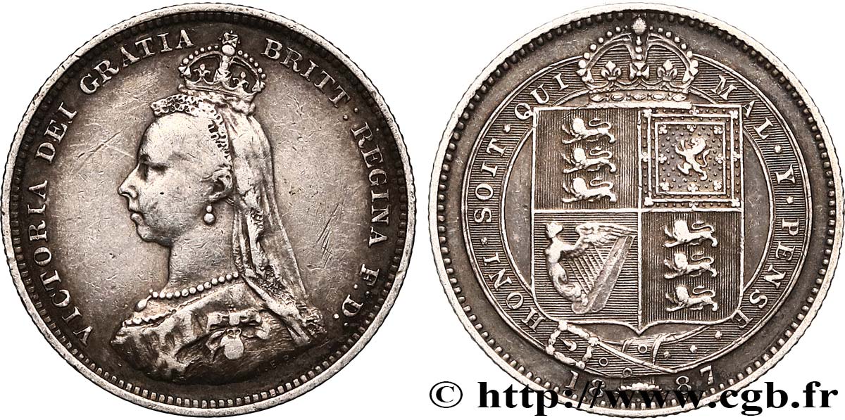 REINO UNIDO 1 Shilling Victoria buste du jubilé 1887  MBC 
