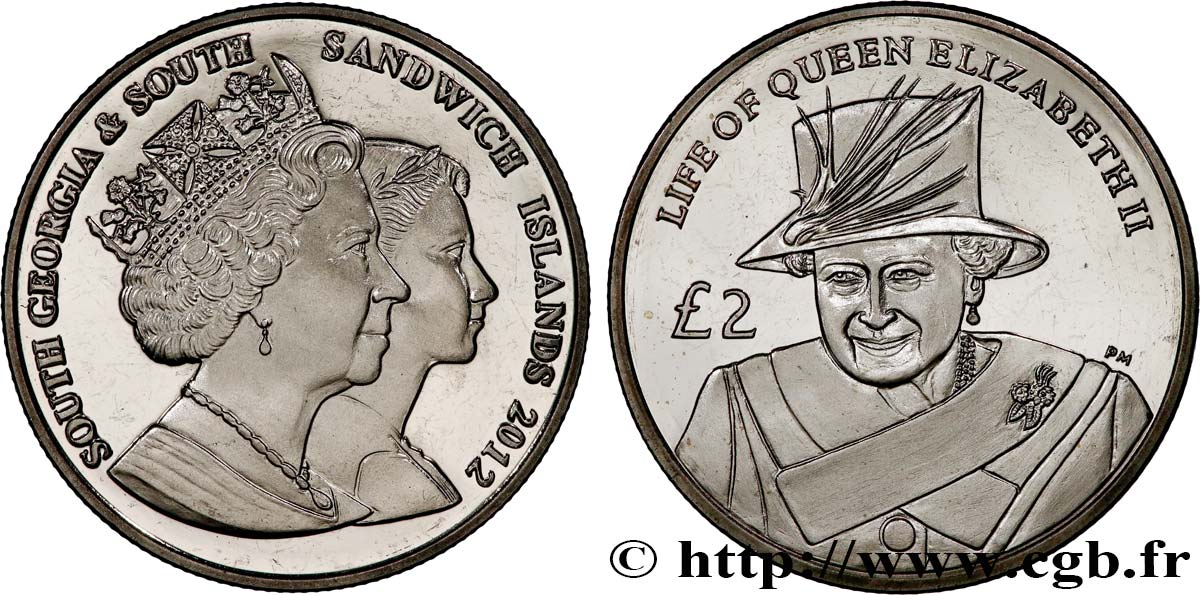 GÉORGIE DU SUD ET ÎLES SANDWICH DU SUD 2 Pounds (2 Livres) Proof Vie de la reine Élisabeth II : enfant 2012 Pobjoy Mint SPL 