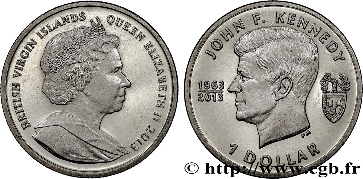 BRITISH VIRGIN ISLANDS 1 Dollar ‘proof’ John Fitzerald Kennedy 2013 Pobjoy Mint MS 