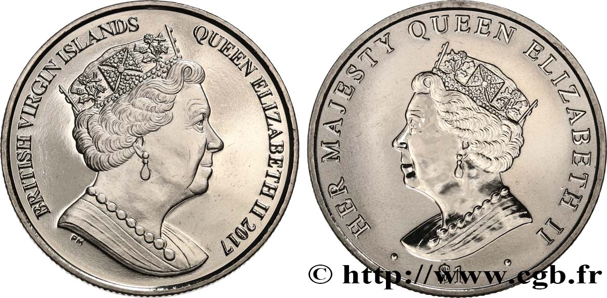 BRITISH VIRGIN ISLANDS 1 Dollar Proof Élisabeth II - Sapphire Jubilee 2017 Pobjoy Mint MS 