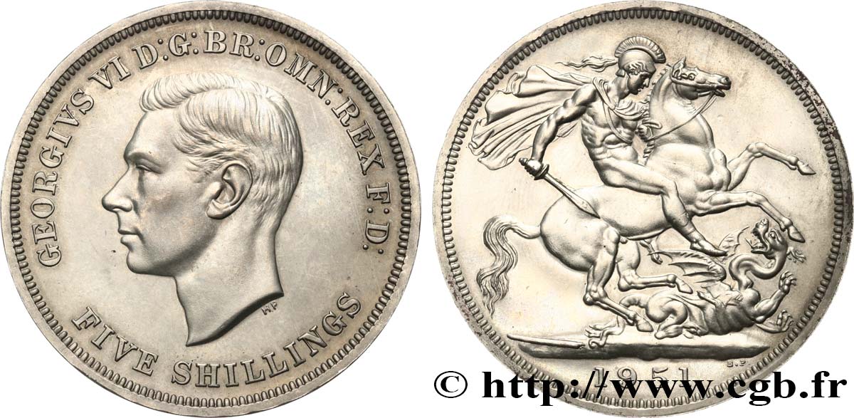 REINO UNIDO 1 Crown (5 Shillings) Georges VI 1951  EBC 