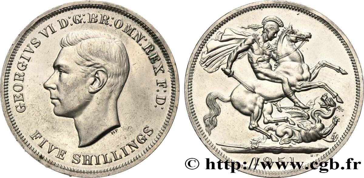 UNITED KINGDOM 1 Crown (5 Shillings) Georges VI 1951  AU 