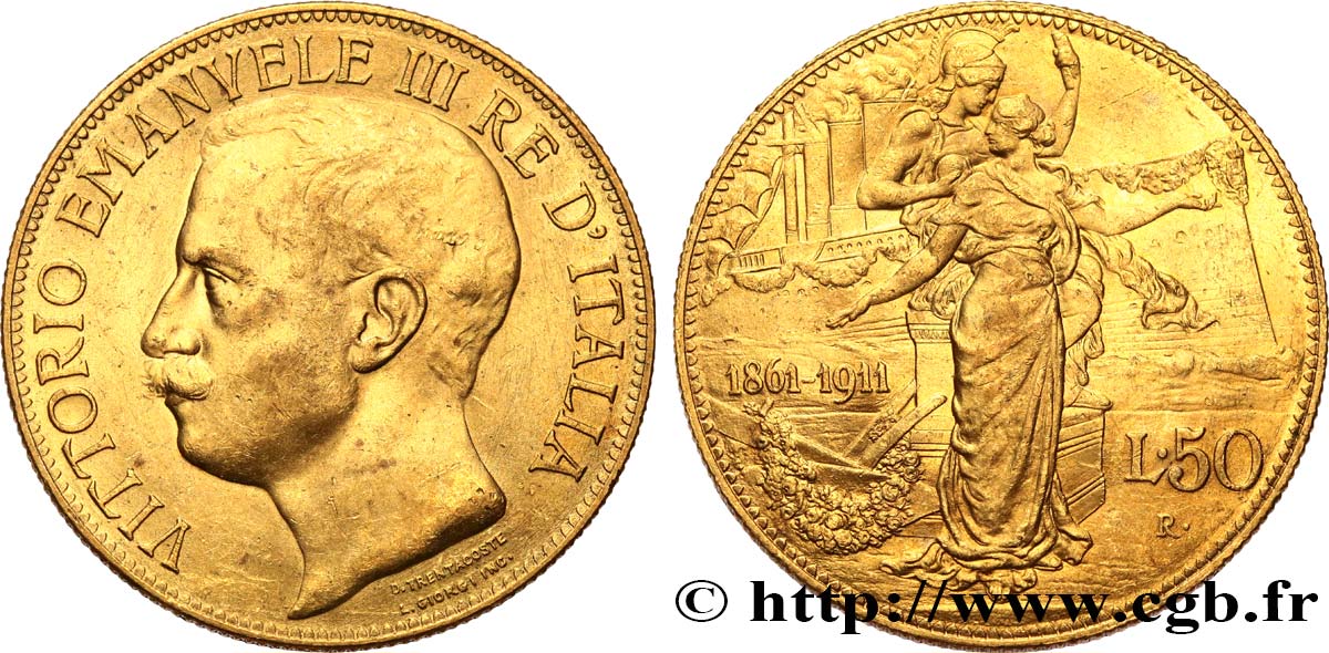 ITALY - KINGDOM OF ITALY - VICTOR-EMMANUEL III 50 Lire 1911 Rome AU 