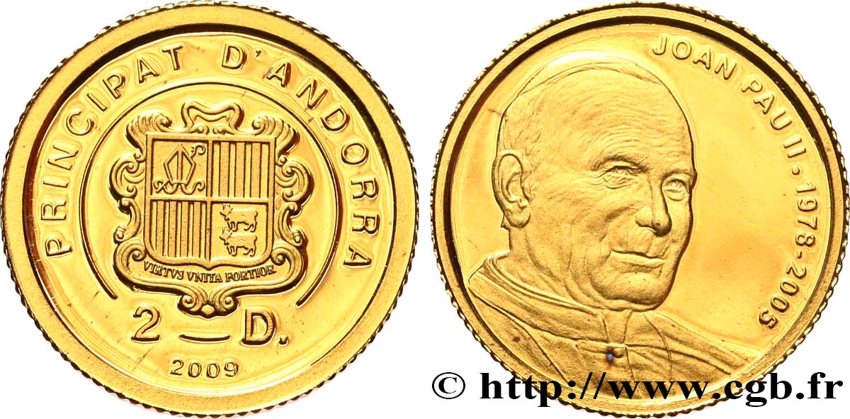 ANDORRE (PRINCIPAUTÉ) 2 Diners Proof Jean-Paul II 2009  FDC 