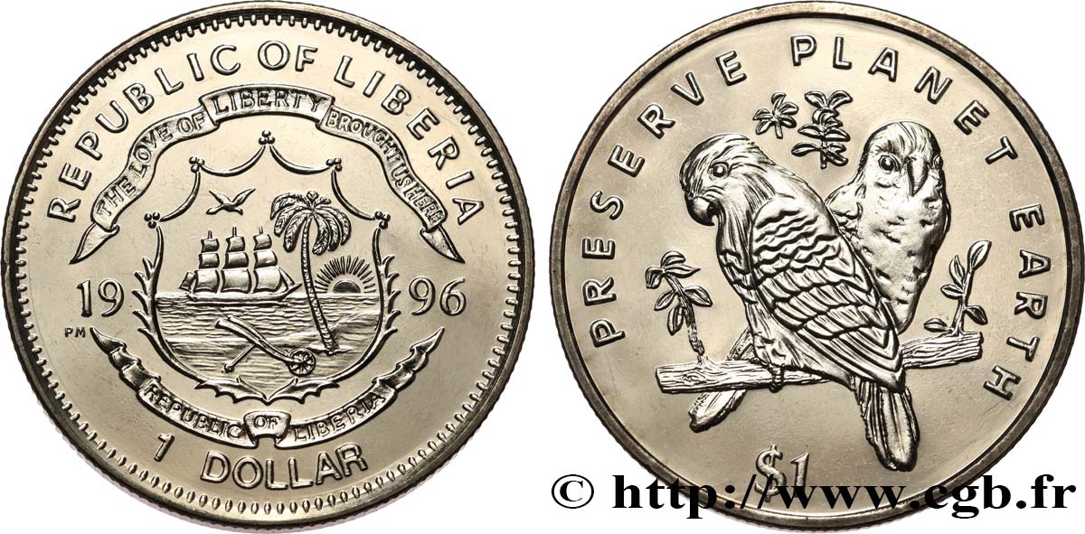 LIBERIA 1 Dollar Proof Inséparables 1996 Pbjoy Mint SPL 
