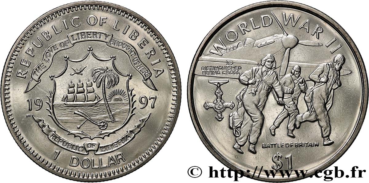 LIBERIA 1 Dollar Proof Second Guerre Mondiale - Bataille d’Angleterre 1997 Pbjoy Mint fST 