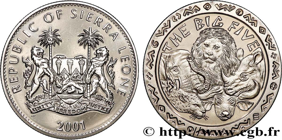 SIERRA LEONE 1 Dollar Proof grands animaux d’Afrique 2001  SPL 