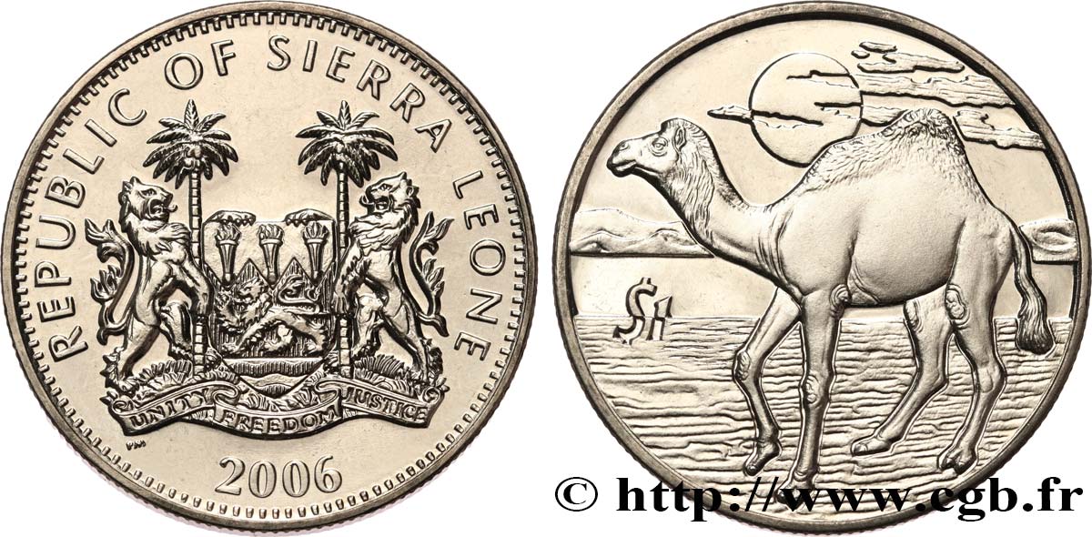 SIERRA LEONE 1 Dollar Proof dromadaire 2006 Pobjoy Mint MS 