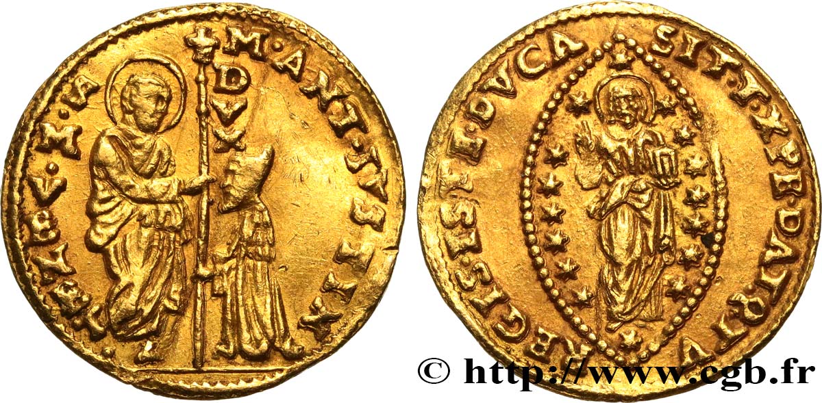 ITALY - VENICE - MARCANTONIO GIUSTINIAN (107e Doge) Zecchino (Sequin) n.d. Venise XF 