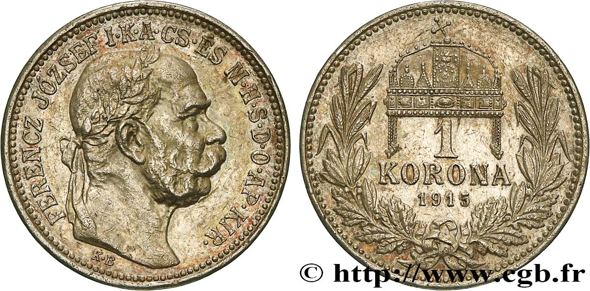 HUNGARY 1 Korona François-Joseph 1915  AU 