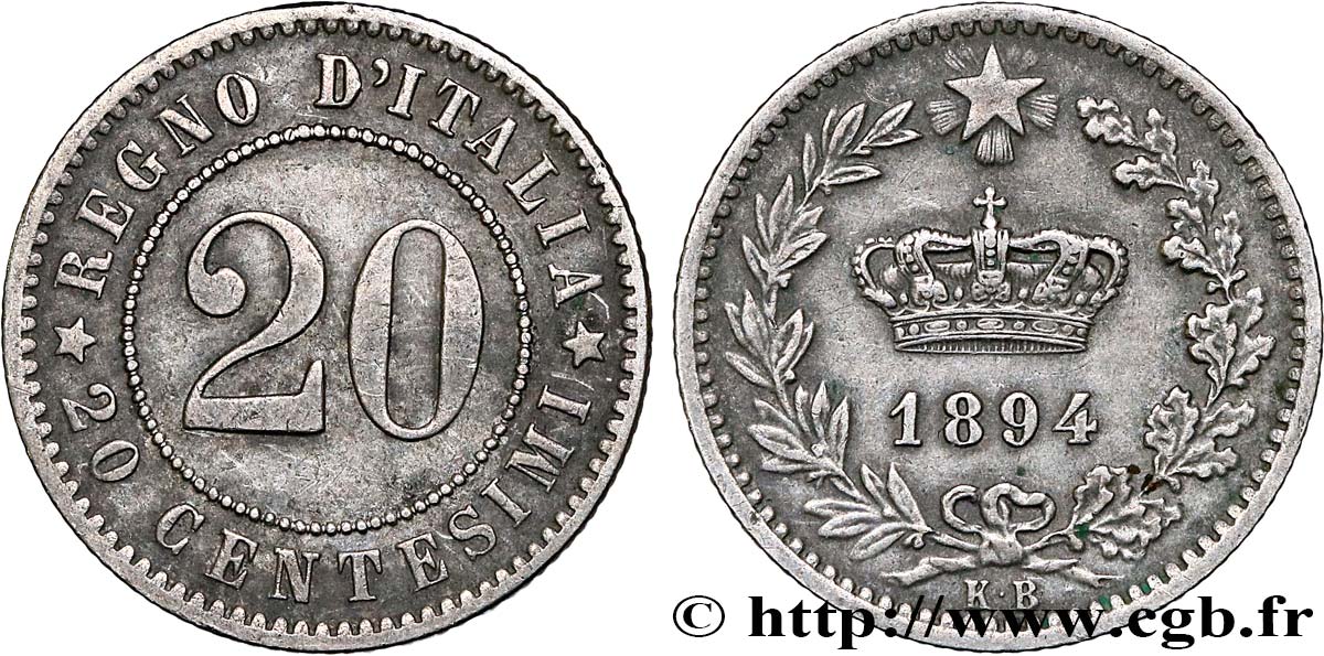 ITALIA 20 Centesimi 1894 Berlin q.SPL 