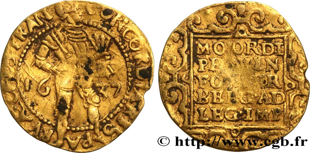 NETHERLANDS - UNITED PROVINCES - UTRECHT Ducat d or au chevalier 1637 Utrecht VF 