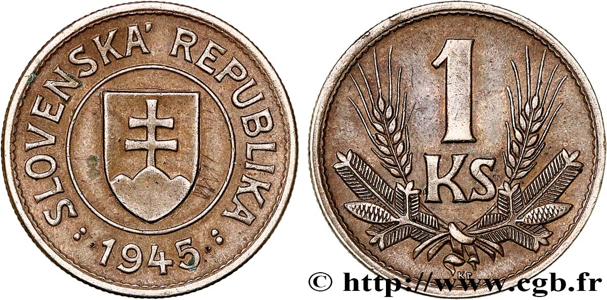 SLOVAKIA 1 Koruna République slovaque 1945  AU 