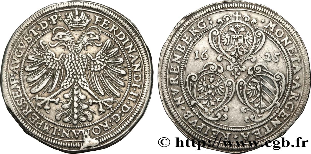 ALLEMAGNE - VILLE DE NUREMBERG - FERDINAND II Thaler 1625 Nuremberg XF 