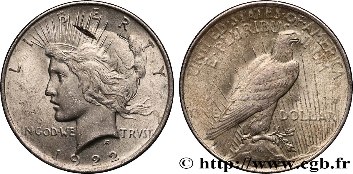 UNITED STATES OF AMERICA 1 Dollar Peace 1922 Philadelphie AU 