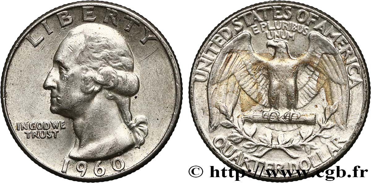 UNITED STATES OF AMERICA 1/4 Dollar Georges Washington 1960 Philadelphie AU 
