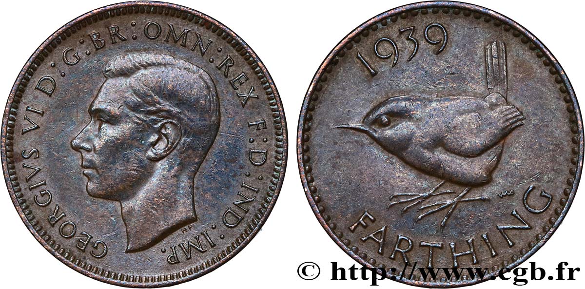 ROYAUME-UNI 1 Farthing Georges VI 1939  TTB 