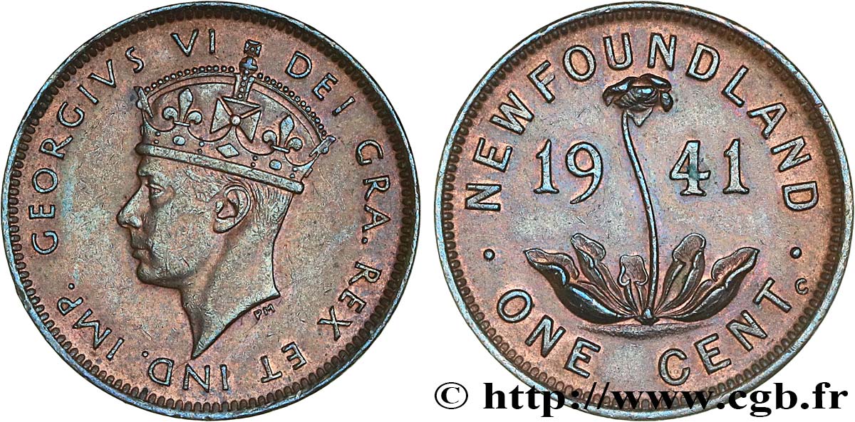 NEWFOUNDLAND 1 Cent Georges VI 1941 Royal Canada Mint AU 