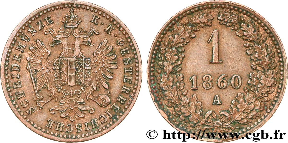 AUSTRIA 1 Kreuzer aigle 1860 Vienne AU 
