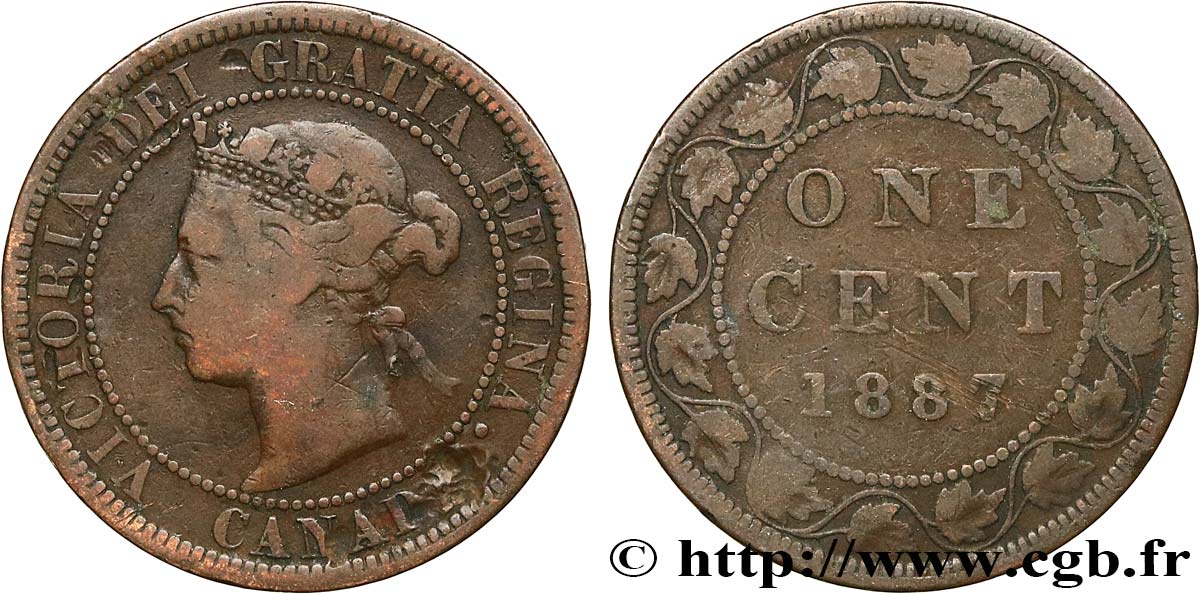CANADA 1 Cent Victoria 1887  TB 