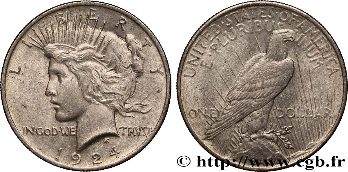 ÉTATS-UNIS D AMÉRIQUE 1 Dollar type Peace 1924 Philadelphie TTB+ 
