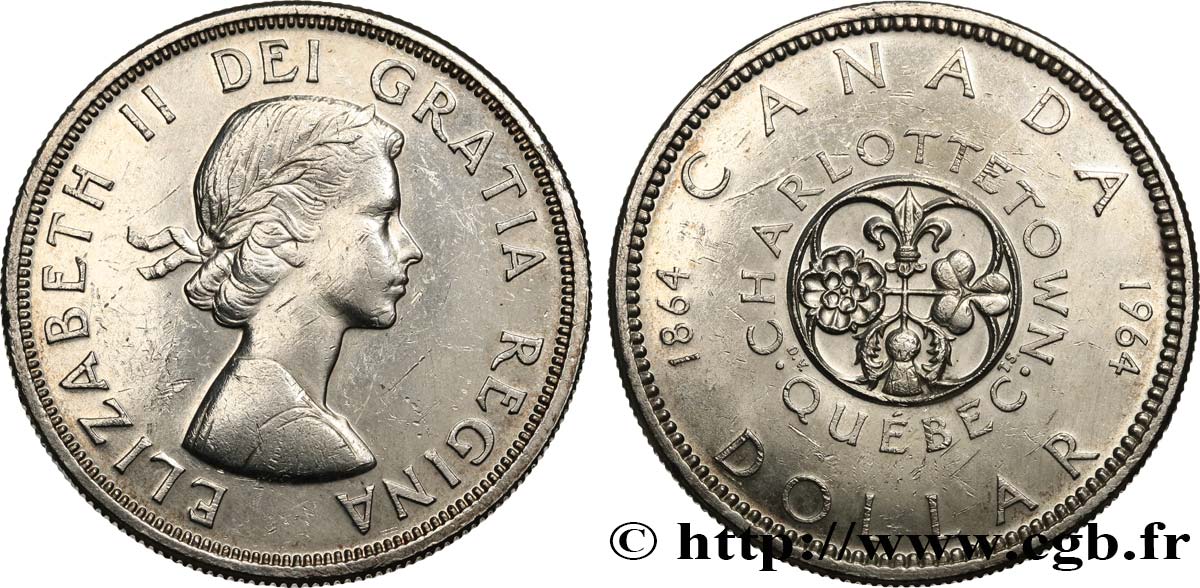 CANADA 1 Dollar Charlottetown-Québec 1964  SPL 