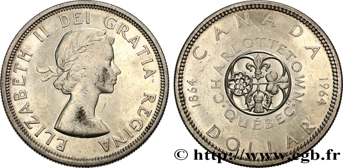 CANADA 1 Dollar Charlottetown-Québec 1964  AU 