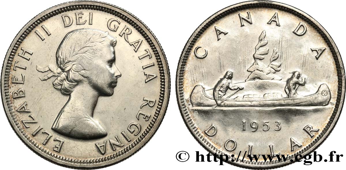CANADA 1 Dollar Elisabeth II canoe 1953  SUP 