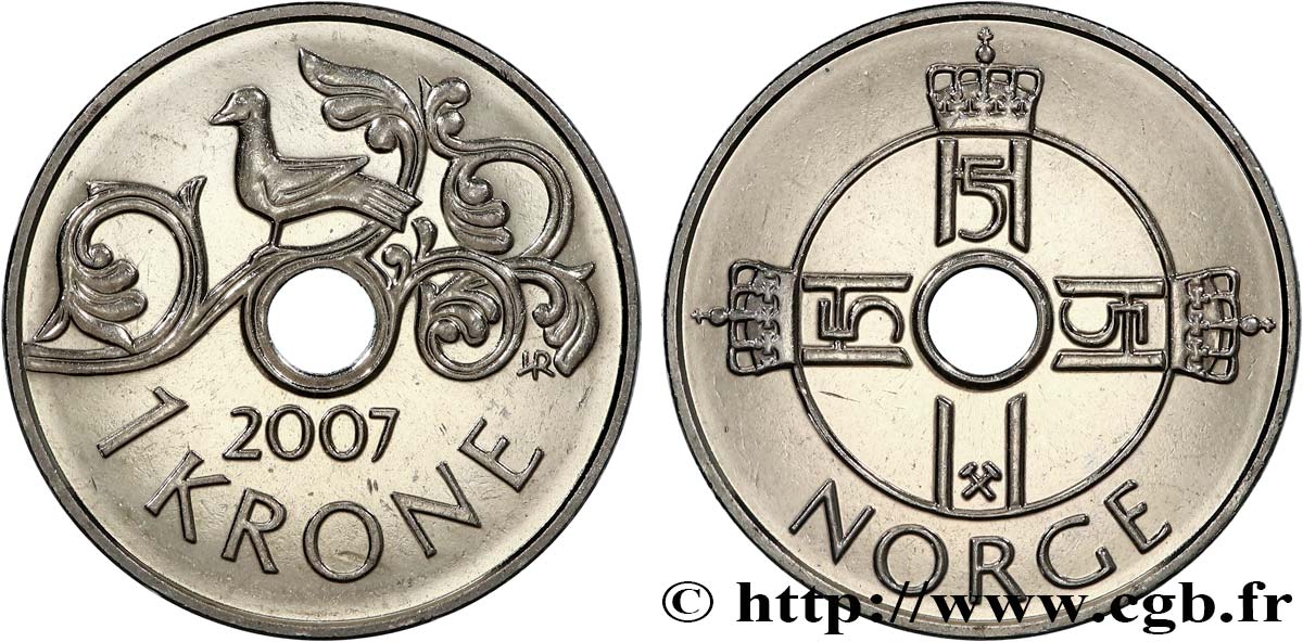 NORWAY 1 Krone Harald V 2007  MS 
