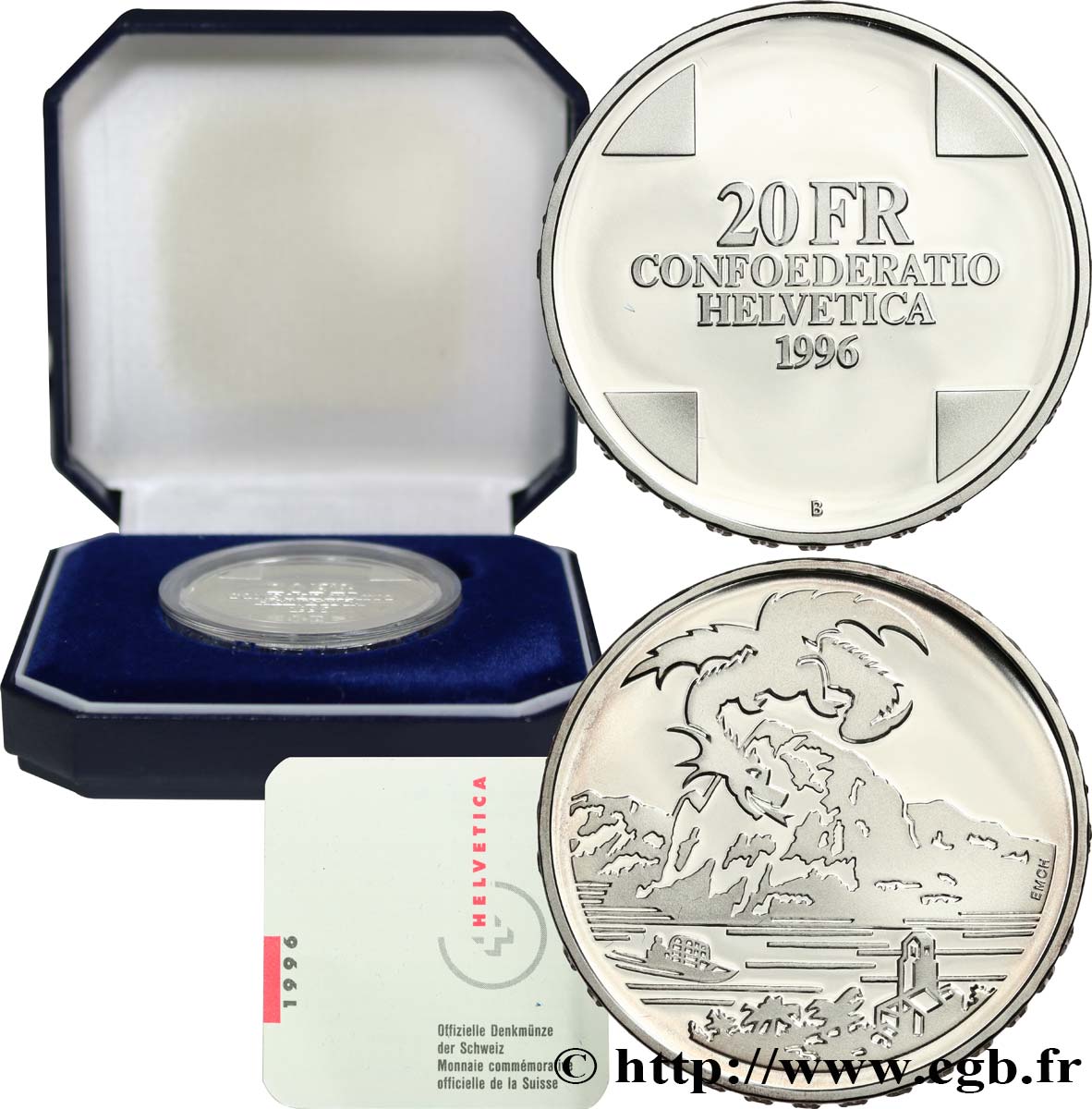 SWITZERLAND 20 Francs Proof Le Dragon de Breno 1996 Berne MS 