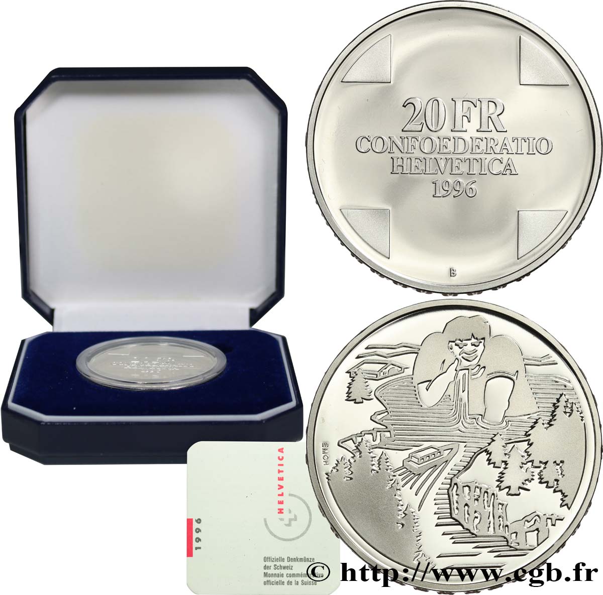 SUISSE 20 Francs Proof Gargantua 1996 Berne FDC 