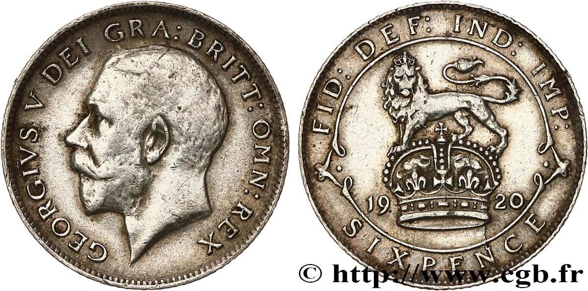 ROYAUME-UNI 6 Pence Georges V 1920  TTB 